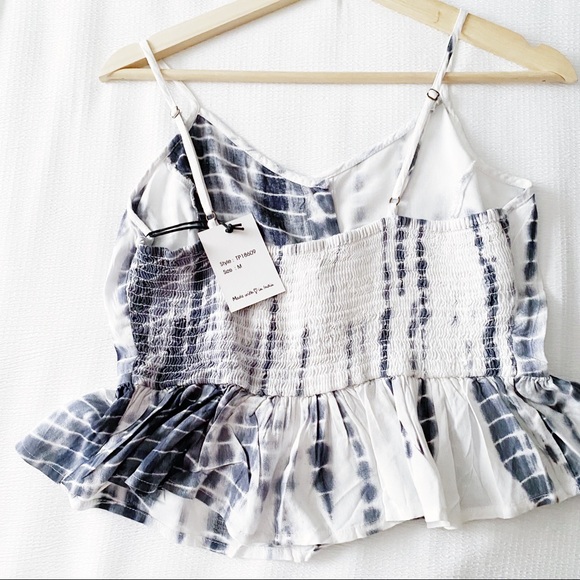 NWT Cropped Waist Tie Dye Peplum Button Down Camisole - Picture 3 of 6